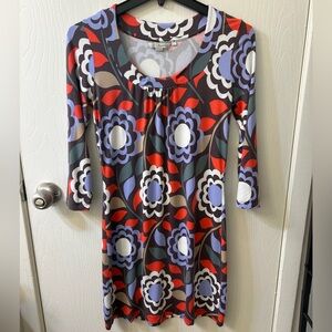 Boden Floral Stretch Knit Retro Dress, 3/4 Sleeve, Women’s Size 6R